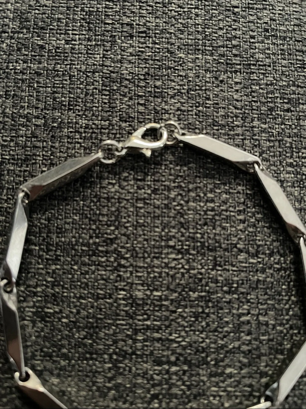 Sleek Silver Geometric Link Bracelet, New - Picture 2 of 8